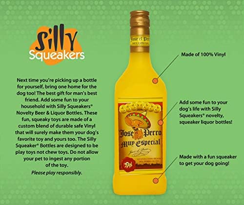 SILLY SQUEAKERS Tuffy Beer Liquor Wine Bottle Dog Toys: Squeaky Dog Toy, Washable and Floats, Vinyl