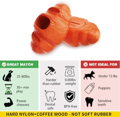 Durable Frozen Dog Chew Toy for Aggressive Chewers,Interactive Treat Dispensing Toy for Crate Training & Anxiety Relief,Food-Grade Nylon, Coffee Wood Fiber, Easy to Clean,for Large Dogs
