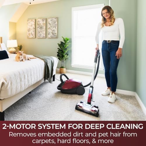Kenmore Elite 700 Series Bagged Canister Vacuum with Hair Eliminator | Pet Friendly Design, 2-Motor Powerful Suction, HEPA and Auto Cord Rewind for Carpets, Hard Floor and Upholstery - 81715