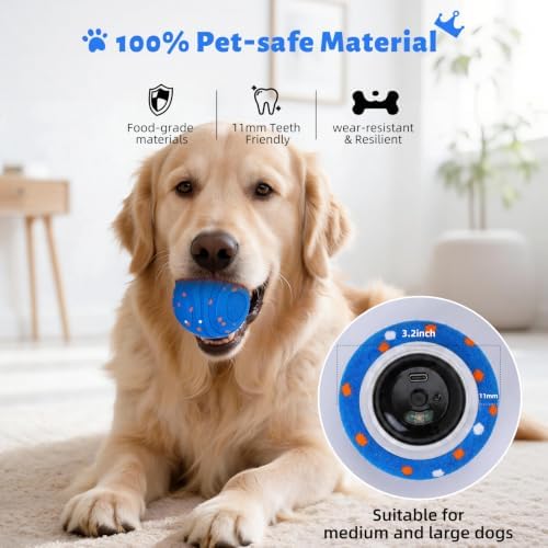 Smart Interactive Dog Toys Ball，Automatic Moving, Bouncing and Rotating,Pet-Safe & Durable E-TPU Material, IPX7 Waterproof, Active Rolling Ball for Puppy Medium Large Dogs, Long Battery Life (Blue)