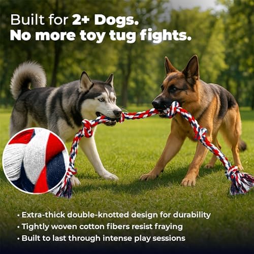 Pacific Pups Products Giant Dog Rope Toy for XL Dog, 42 Inch, Red, 2 Pack