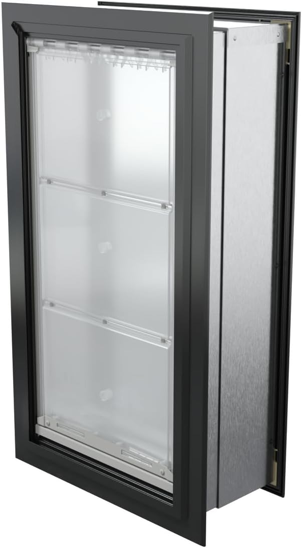 Endura Flap Single Flap Pet Door for Thick Walls | Deep Wall Design up to 13" Thick | Insulating Dual-Layer Flap & Durable Aluminum Frame | Includes Locking Cover | Black, XL, Single Flap