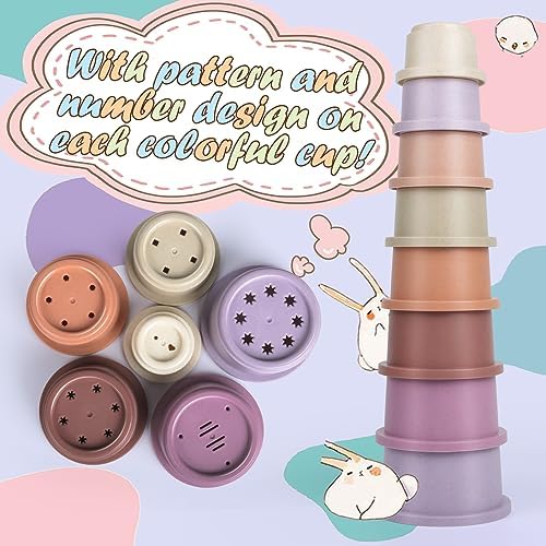 8PCS Stacking Cups for Rabbits, Stackable Bunny Toys for Small Pets