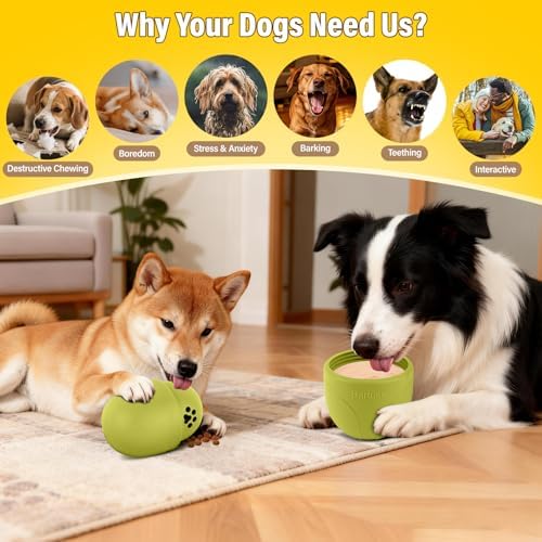 Frozen Treat Dog Toy BPA Free Silicone Dogs Slow Feeder Lick Ball, Green