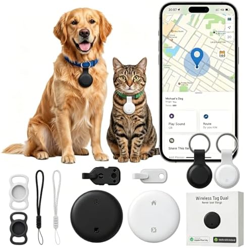 2026 Upgraded Pet GPS Tracker, 2 Pack, for Dogs, Cats & Small Animals, No Monthly Fee, IPX6 Waterproof, Works with Apple Find My & Google Find Hub, 365-Day Battery Life, Compatible with iOS & Android