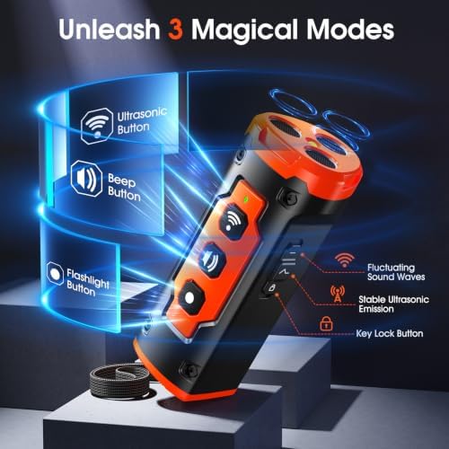 2026 New Dog Bark Deterrent Devices, 1-Touch Anti Barking Device for Dogs with 3 Sonic Heads, 50ft Range, Rechargeable & Safe Dog Training Tool with Flashlight, Helps Improve Behavior