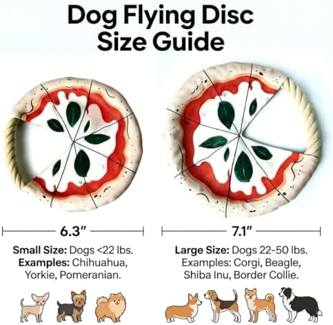 Dog Frisbee 2 Pack Pizza Pattern with Rope - Cotton Knot Oxford Fabric Flying Disc for Small Medium Dogs Indoor Outdoor Fetch Tug Toy