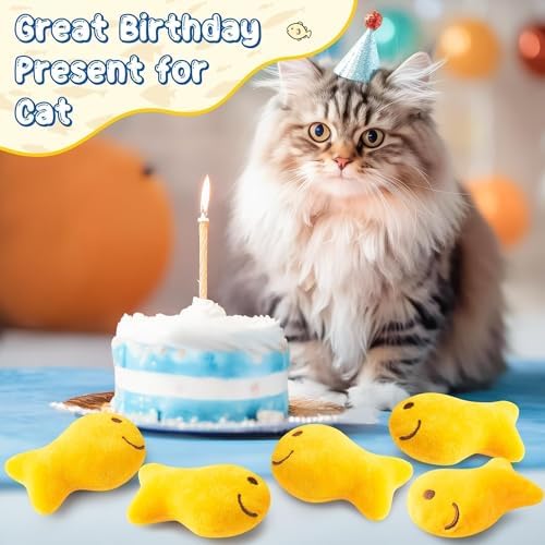 L1rabe Goldfish Cracker Catnip Stuffed Toys for Cats, 5 Pcs Funny Pet Chew