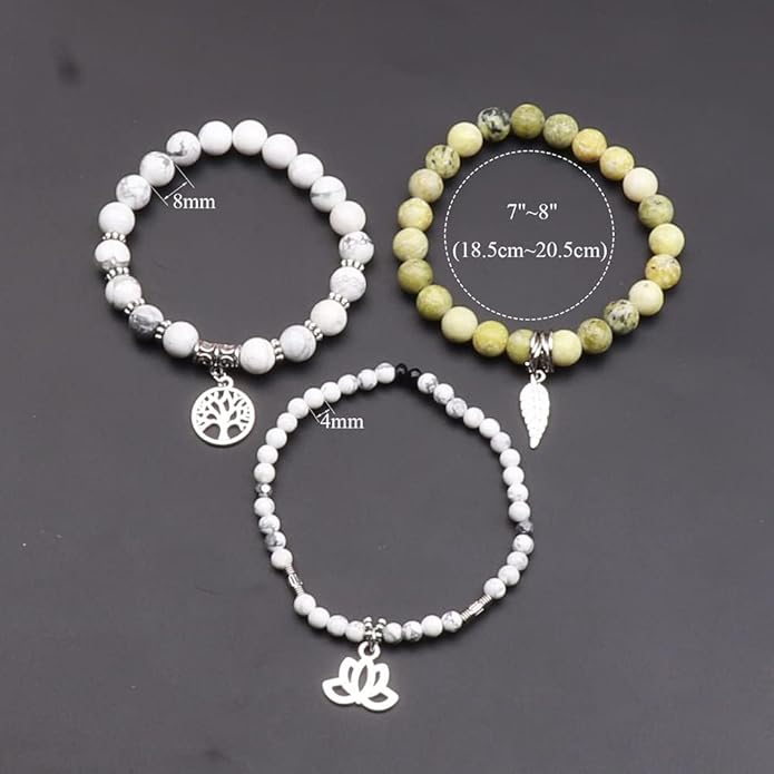 UEUC Tree of Life Yoga Healing Stone Bracelets,Multilayer Lotus Chakra Stone Reiki Bracelet Sets,Anxiety Crystal Natural Stone,for Women Stress Relief