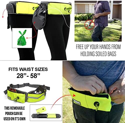 TAKSIN The Ultimate Hands Free Two Dogs Double Leash System for Walking Running Hiking Training, Reflective Bungee Leash, Treat Holder, Poop Bag Dispenser for Small Medium Large Dogs (Yellow Pack)
