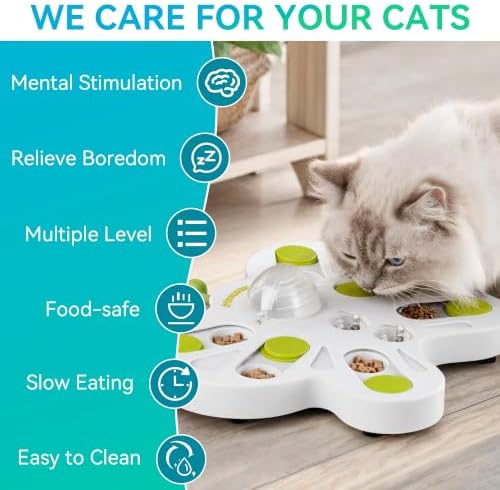 ALL FOR PAWS Interactive Cat Puzzle Feeder – Butterfly Shape Slow Feeder & Treat Dispenser – Enrichment Toy for Kittens & Indoor Cats