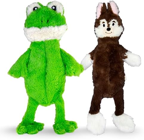 FGA MARKETPLACE Frog-Fox Flat NO Stuffing NO Squeak Plush Dog Toy, Funny Style Will Entertain Your Pet for Hours, Recommended for Small and Medium Dog 21 INCH Long
