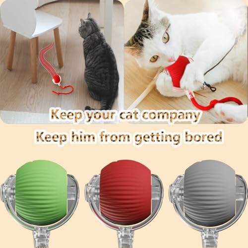 Interactive Cat Toys Balls, Chirping & Motion Activate Cat Toys（B Red）