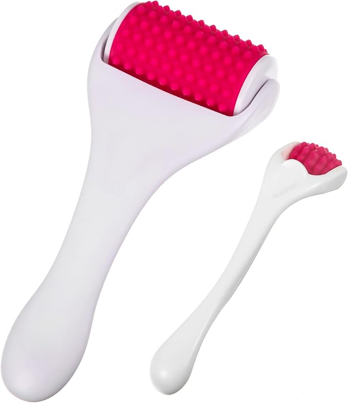 Tondiamo 2 Pcs Muscle Roller Gift Fascia Stick Cellulite Face Muscle Body Massage Roller Massage Tool for Relief Neck Arm Back Leg Body Deep Release(White,Silicone)