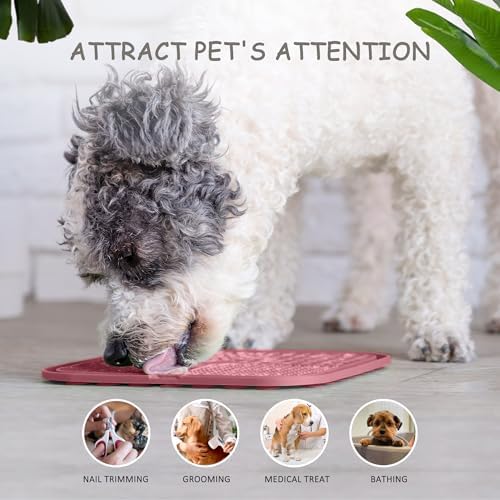 ChefAide 2 Pack Lick Mat for Dogs,Upgraded 8.5×8.5 inches Licking Mats with Suction Cups,Slow Feeder Licking Pad for Anxiety Relief and Boredom Reducer,Suitable for Dog Training (Pink Berry)
