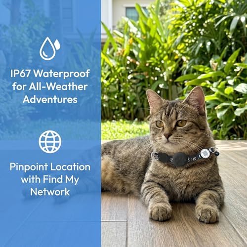 Cat Tracker with QR Code GPS Collar for Cats Electronic Pet Locator Waterproof Compatible with Apple Find My No Monthly Fee Ideal for Small to Large Cats Advanced Tracking Solution Smart Collar