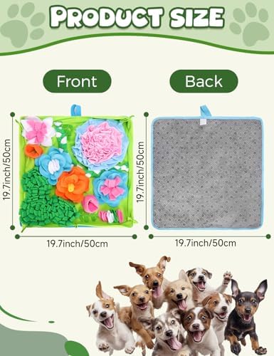 Snuffle Mat for Dogs, Slow Feeding Game Interactive Puzzle Dog Food Mat,Encourage Natural Foraging Skill-Dog Snuffle Mat 19.7''x19.7''Easy to Clean, Durable