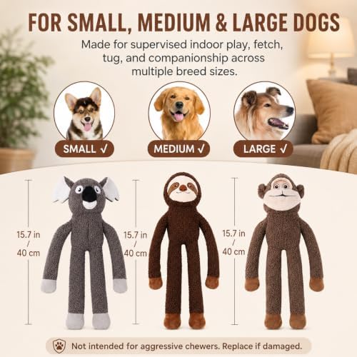 No Stuffing Dog Toys, 3-Pack Squeaky Crinkle Set