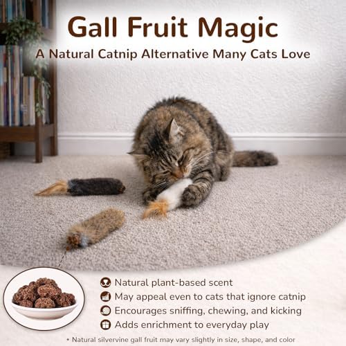 Agape Rabbit Fur Cat Toys with Catnip & Silvervine Gall Fruit, Chew Toys
