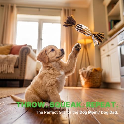 Dog Squeak Toy, Interactive Cotton Dog Rope Toy, Dog Toys to Keep Them Busy