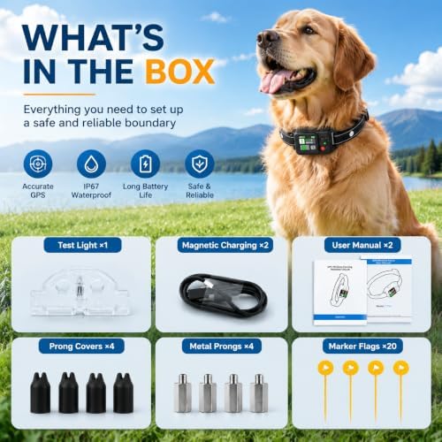 GPS Wireless Dog Fence System 49-6561ft Outdoor Invisible Dog Fence Collar