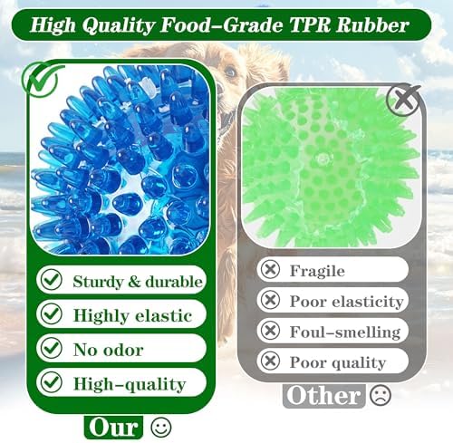 9 Pack Squeaky Dog Balls 2.5″ Dog Toys Balls for Small Medium Dogs Pet Puppy Chew Toys for Teething No Odor Durable Spiky Balls for Teeth Cleaning and Training for Small Dogs（Small）