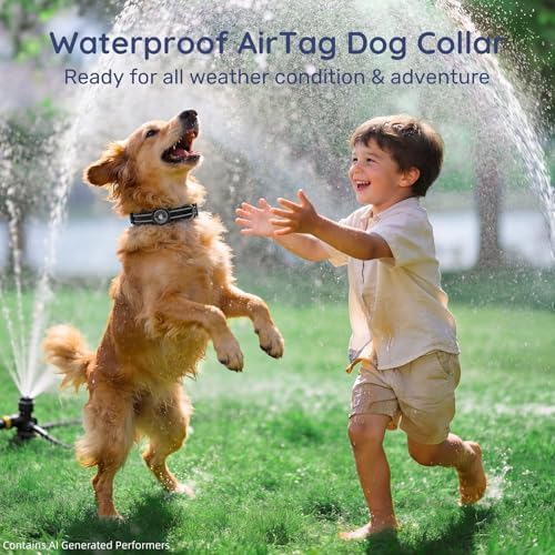 Reflective Dog Collar with AirTag Holder, Waterproof Dog Collar with QR Code, Heavy Duty Adjustable Pet Collar for Small Medium Large Dogs, Black