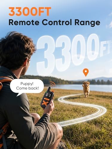 Dog Shock Collar with 3300FT Remote, IP68 Waterproof, 3 Training Modes