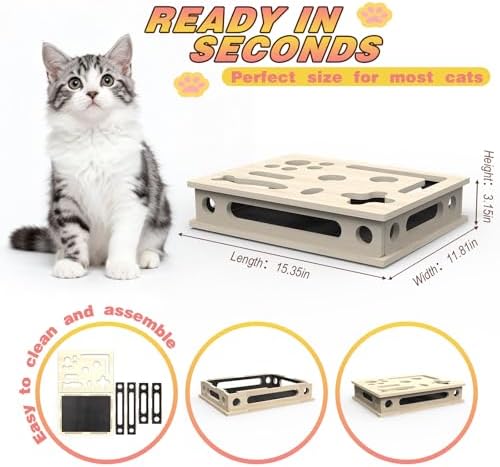 Cat Scratch Puzzle Enrichment Box, Interactive Cat Puzzle Toy Box