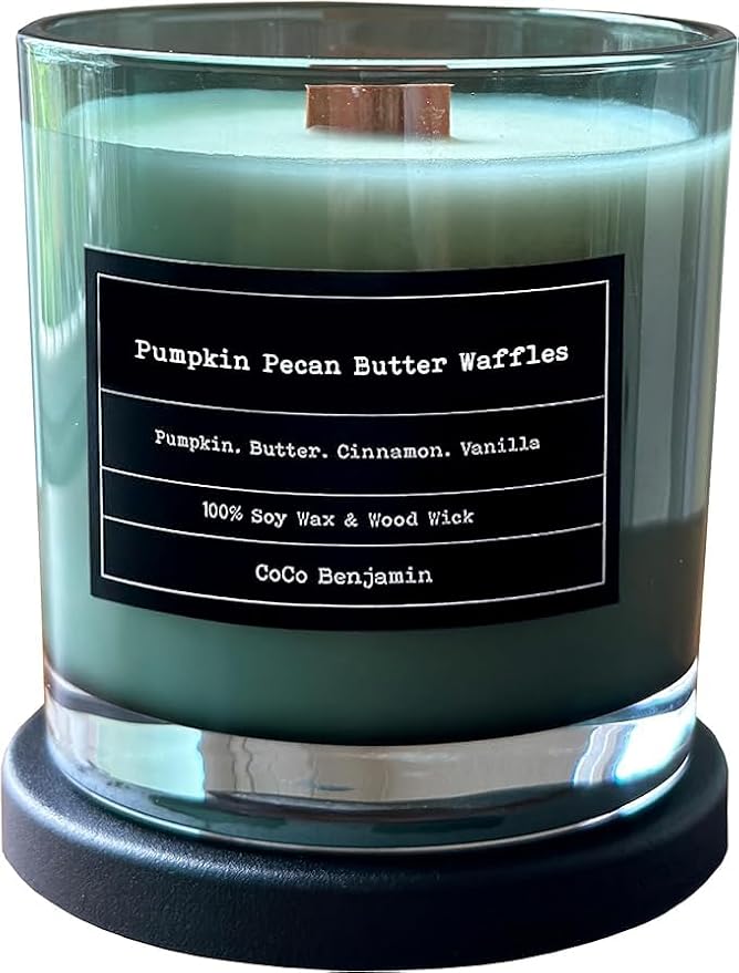 100% Soy, Highly Scented, Hand Poured Soy Candle (Pumpkin Pecan Butter Waffles (Wooden Wick))
