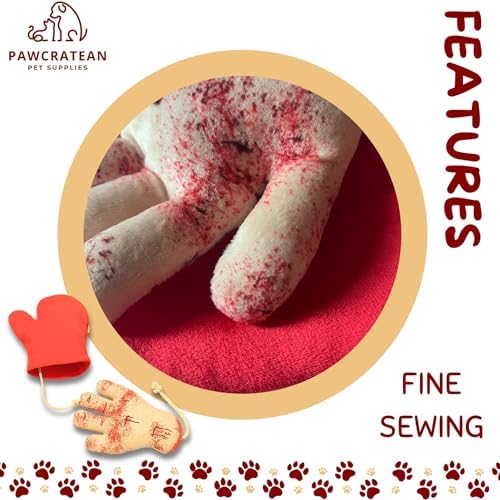 7" Squeaky Plush Toy for Puppies Small Dogs Self Etertainment Washable Soft Made [PET ONLY] (Red Glove & Hand)