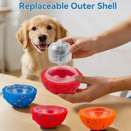 Newget Interactive Dog Toy Ball Replacement Shell, Chew-Resistant Red