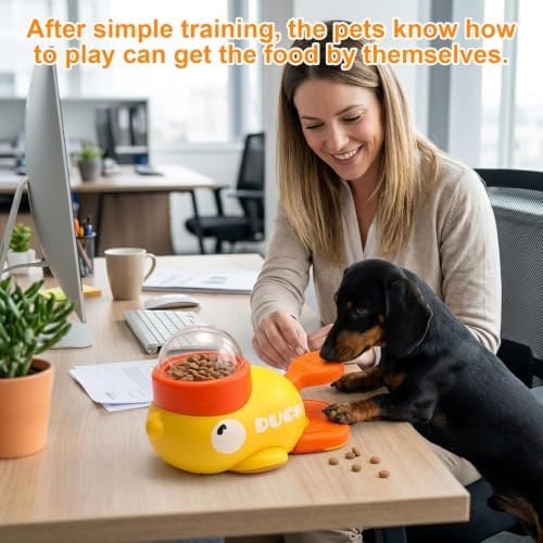 Duck Treat Dispenser for Cats and Small Dogs to Train Problem-Solving Skills,Carrot Rope,Engaging Playtime Activity for Dogs