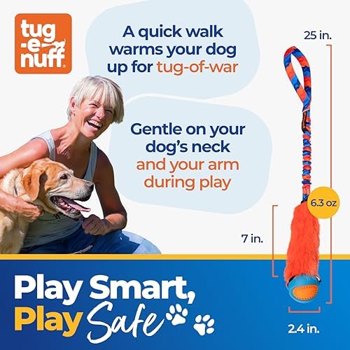 Tug-E-Nuff Fauxtastic PowerBall Bungee Tug (Pink Pattern), Dog Toys, 25 in