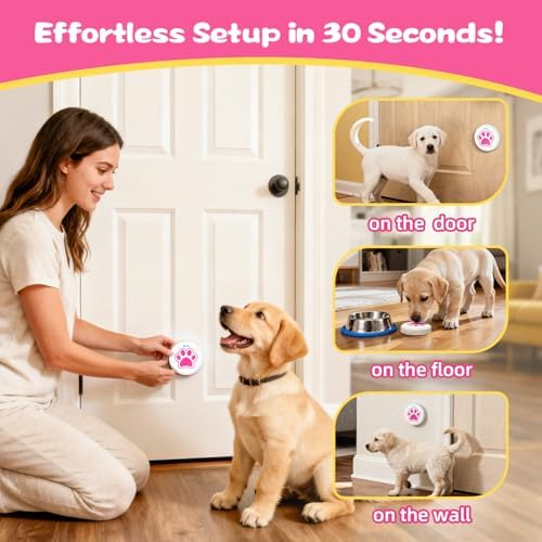 ChunHee Dog Door Bell for Potty Training, Adjustable Volume, 36 Ringtones | Touch-activated potty bell with 36 ringtones and 0-115dB volume; chew-proof design helps dogs signal without barking.