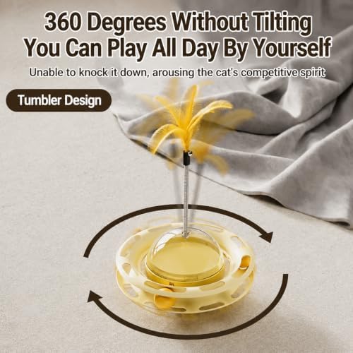 Interactive Cat Toy Puzzle Feeder Slow Feeder Treat Dispenser Toy (yellow)