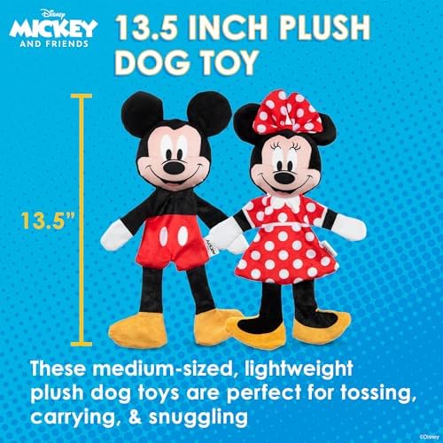 Disney for Pets Mickey & Minnie Mouse Plush Dog Toy Set, 13.5 Inch, 2 Pk