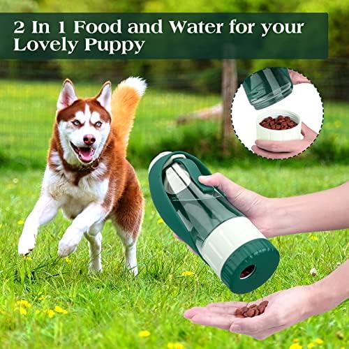 TIOVERY Dog Water Bottle Dispenser for Walking, Pet Water Feeder Container Portable with Drinking Cup Bowl Outdoor Hiking, Travel 20OZ Large Green