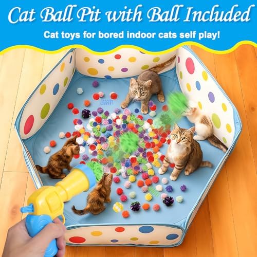 219PCS Cat Ball Pit with Balls, Interactive Toy for Indoor Bored Cats