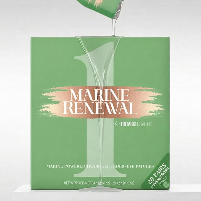 Tintark Marine Renewal 1 Hydrogel Under Eye Patches (28 Pairs), Oceanic Barrier Recovery & Deep Hydration Eye Mask with Kelp Ferment, Ectoin & Ceramides - Soothing Treatment for All Skin Types