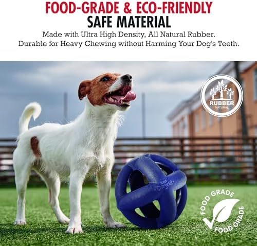 SuperChewer Tough Dog Cage Ball Toy | Lifetime Replacement | Strong Natural Rubber | Great Dog Fetch Toy | Chew Toys for Dogs | Ultra Durable Chew Toys fsor Aggressive Chewers | For Large Breeds