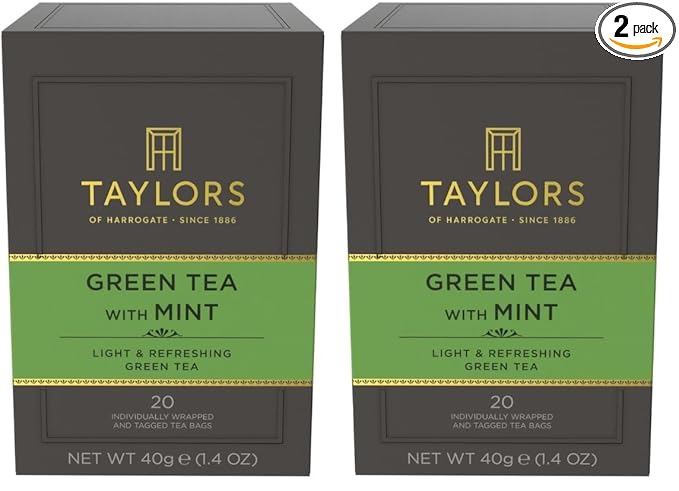 Taylors of Harrogate Green Tea with Mint, 20 Count (Pack of 2)
