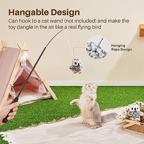 Potaroma Flapping Owl Cat Toys (No Flying), Lifelike Bird Chirp, Rechargeable Touch Activated Kitten Toy, Interactive Catnip Kicker Exercise Toys 4.0" for All Breeds | Rechargeable Touch Activated Kitten Toy, Interactive Catnip Kicker Exercise Toys 4.0...