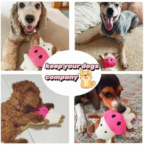 Plush Dog Toy - Squeaky Puppy Chew Toy for Small, Medium, Large Dogs (Cow)