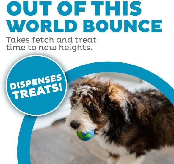 Outward Hound by Planet Dog Orbee-Tuff Planet Ball Blue/Green Treat-Dispensing Dog Toy, Medium