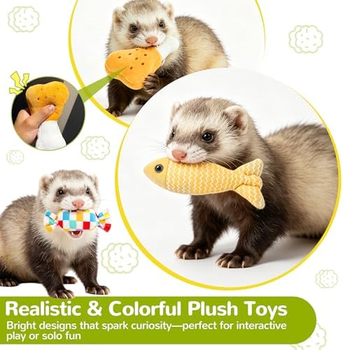 20 Pack Ferret Toys, Ferret Chew Toys, Interactive Toys with Bells