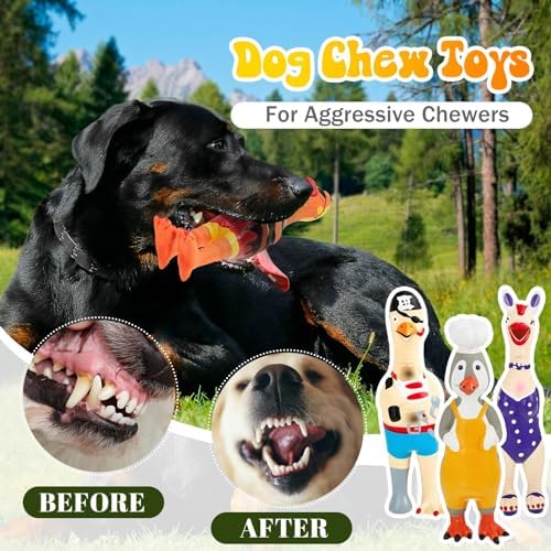 Silipull 6 Pcs Squeaky Rubber Chicken Dog Toys Latex Chew Toys, Cute