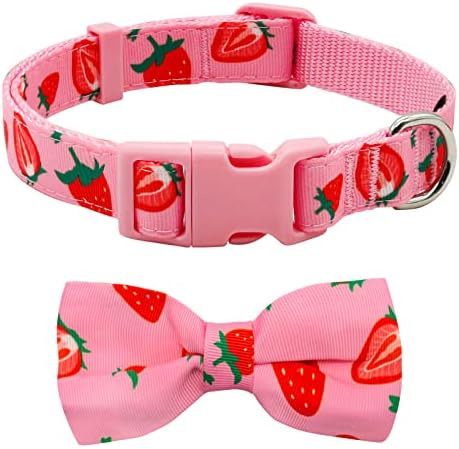 azuza Dog Collar Bow tie, Lovely Pink Dog Collars with Bowtie Large Dogs