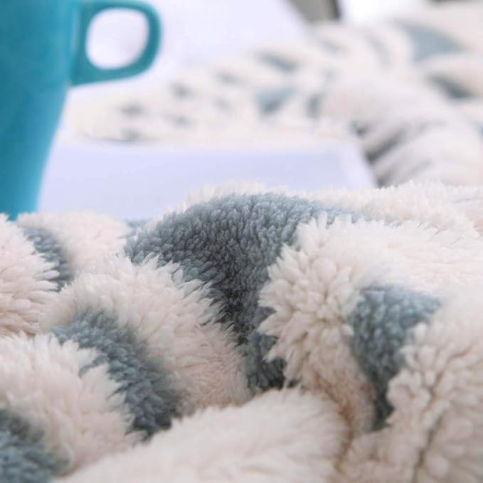LOMAO Sherpa Fleece Blanket Gifts for Mom Dad Cozy Soft Throw Blanket for Women Men Birthday Gifts Dual Sided Couch Sofa Bed Blanket (Light Blue, 90''x110'')