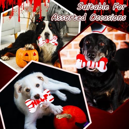 6 Pcs Halloween Dog Toys Bone Shaped Spooky Dog Chew Toys